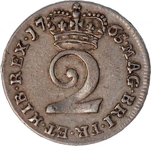 Reverso 2 peniques 1765 - valor de la moneda de plata - Gran Bretaña, Jorge III