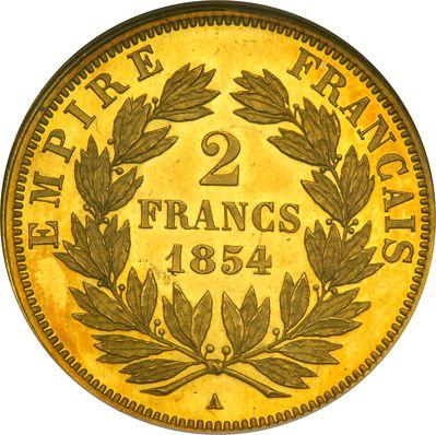 Reverso 2 francos 1854 A "Tipo 1853-1859" Oro - valor de la moneda de oro - Francia, Napoleón III Bonaparte