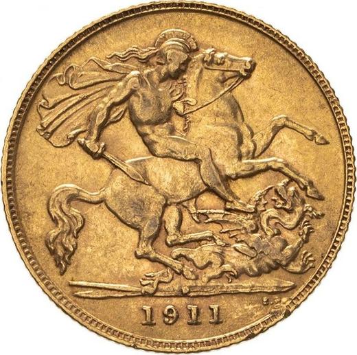 Reverse Half Sovereign 1911 P - Gold Coin Value - Australia, George V