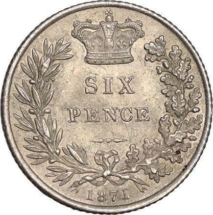 Reverse Sixpence 1871 No number - Silver Coin Value - United Kingdom, Victoria