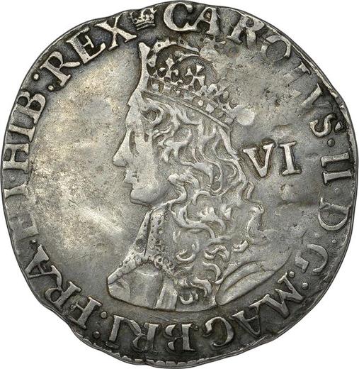 Avers 6 Pence Ohne jahr (1660-1662) "Zweite Münze" Nennwertbezeichnung "VI" - Silbermünze Wert - Großbritannien, Karl II