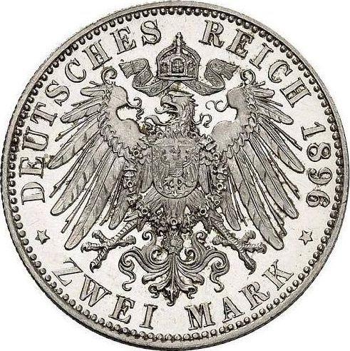 Reverso 2 marcos 1896 A "Hessen" - valor de la moneda de plata - Alemania, Imperio alemán