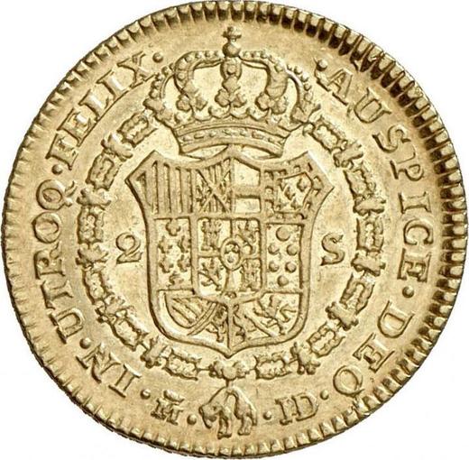 Reverse 2 Escudos 1784 M JD - Gold Coin Value - Spain, Charles III