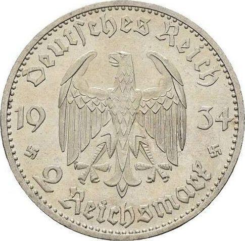 Revers 2 Reichsmark 1934 D "Garnisonkirche mit Datum" - Silbermünze Wert - Deutschland, Drittes Reich