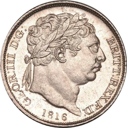 Anverso 6 peniques 1816 - valor de la moneda de plata - Gran Bretaña, Jorge III