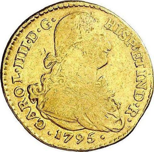 Obverse 2 Escudos 1795 P JF - Gold Coin Value - Colombia, Charles IV
