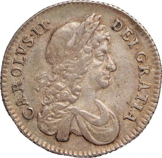 Аверс монеты - 1 шиллинг 1675 года "Второй тип" - цена серебряной монеты - Великобритания, Карл II