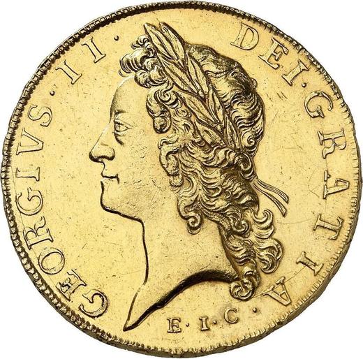Obverse Five guineas 1729 EIC "Young Head" - Gold Coin Value - United Kingdom, George II