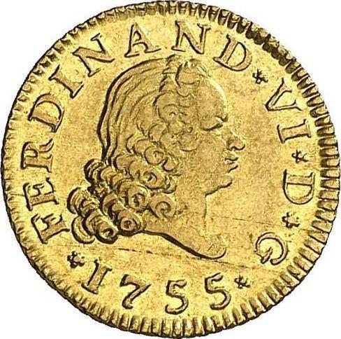 Avers 1/2 Escudo 1755 M JB - Goldmünze Wert - Spanien, Ferdinand VI