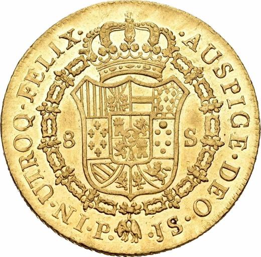 Revers 8 Escudos 1775 P JS - Goldmünze Wert - Kolumbien, Karl III