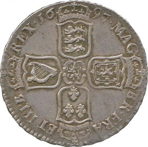 Реверс монеты - 1/2 кроны (Полукрона) 1697 года N "Большие щиты" - цена серебряной монеты - Великобритания, Вильгельм III