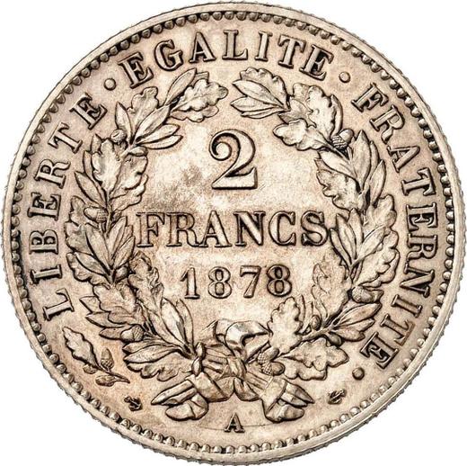 Revers 2 Franken 1878 A "Mit Slogan" - Silbermünze Wert - Frankreich, Dritte Republik