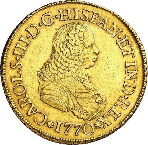 Obverse 8 Escudos 1770 PN J "Type 1760-1771" - Gold Coin Value - Colombia, Charles III