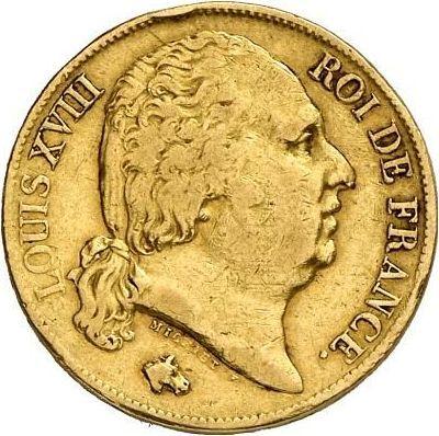 Obverse 20 Francs 1817 K "Type 1816-1824" - Gold Coin Value - France, Louis XVIII