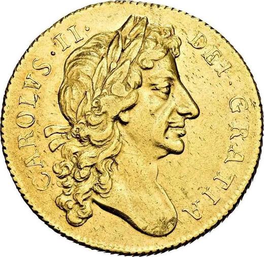 Anverso 2 guineas 1676 "Segundo busto de laureado" - valor de la moneda de oro - Gran Bretaña, Carlos II