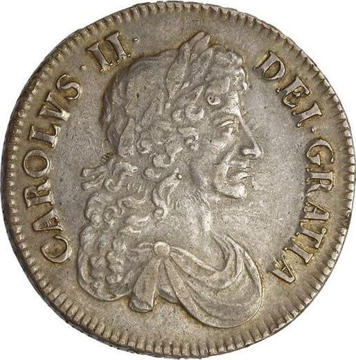 Аверс монеты - 1 крона 1680 года "Третий тип" - цена серебряной монеты - Великобритания, Карл II