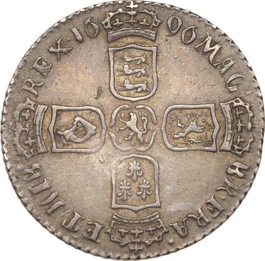 Reverse Sixpence 1696 E "First laureated bust" Early harp - Silver Coin Value - United Kingdom, William III