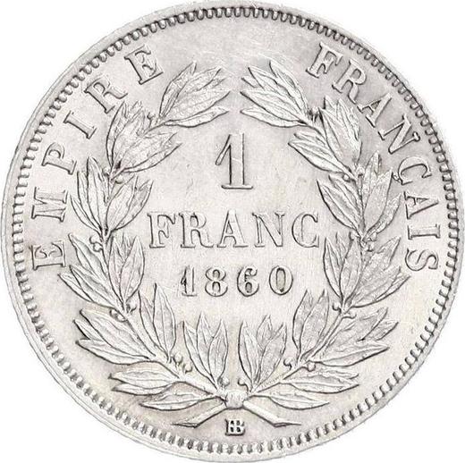 Reverse 1 Franc 1860 BB "Type 1853-1863" - Silver Coin Value - France, Napoleon III