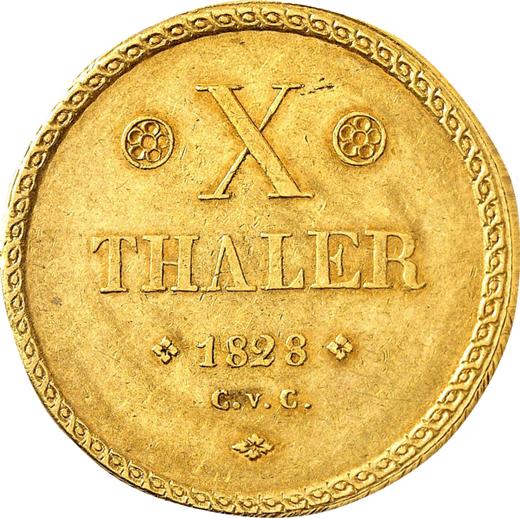 Reverse 10 Thaler 1828 CvC "Type 1824-1830" - Gold Coin Value - Brunswick-Wolfenbüttel, Charles II