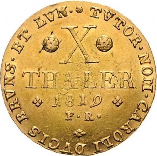 Reverse 10 Thaler 1819 FR - Gold Coin Value - Brunswick-Wolfenbüttel, Charles II