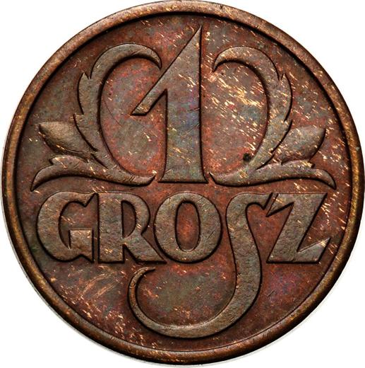Reverse 1 Grosz 1930 WJ - Coin Value - Poland, II Republic