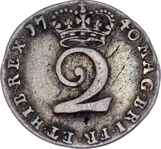 Reverso 2 peniques 1740 - valor de la moneda de plata - Gran Bretaña, Jorge II