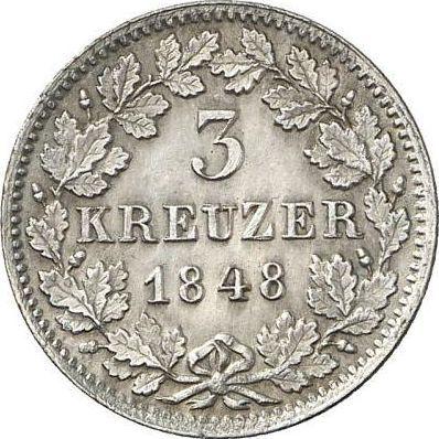 Reverse 3 Kreuzer 1848 - Silver Coin Value - Baden, Leopold