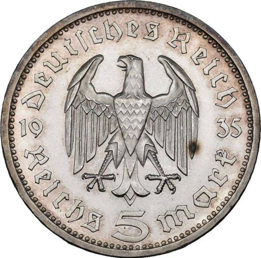 Rewers monety - 5 reichsmark 1935 A "Hindenburg" - cena srebrnej monety - Niemcy, III Rzesza