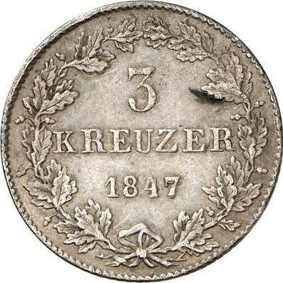 Reverse 3 Kreuzer 1847 - Silver Coin Value - Hesse-Darmstadt, Louis II