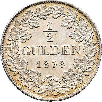 Reverse 1/2 Gulden 1838 D - Silver Coin Value - Hohenzollern-Sigmaringen, Karl
