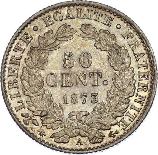 Реверс монеты - 50 сантимов 1873 года A "Тип 1871-1895" - цена серебряной монеты - Франция, Третья республика