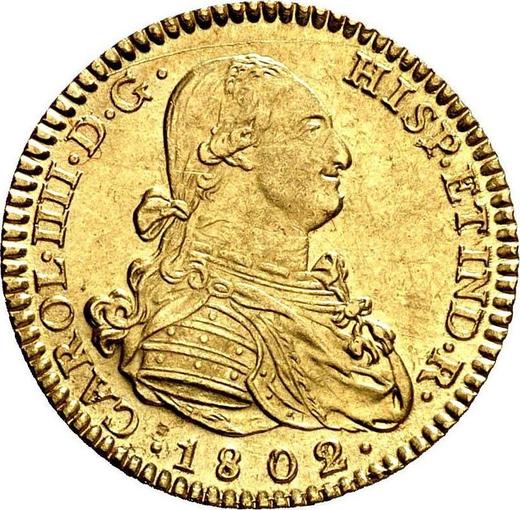 Obverse 2 Escudos 1802 M FA - Gold Coin Value - Spain, Charles IV