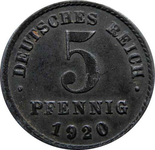 Obverse 5 Pfennig 1920 J - Coin Value - Germany, German Empire