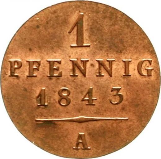 Реверс монеты - 1 пфенниг 1843 года A - цена  монеты - Вальдек-Пирмонт, Георг Генрих