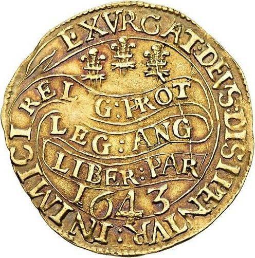 Реверс монеты - Юнайт 1643 года "Удлинённый портрет" - цена золотой монеты - Великобритания, Карл I