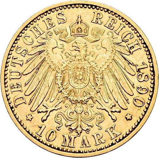 Reverse 10 Mark 1890 A "Hesse" - Gold Coin Value - Germany, German Empire