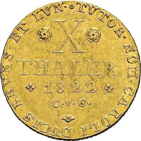 Reverse 10 Thaler 1822 CvC - Gold Coin Value - Brunswick-Wolfenbüttel, Charles II