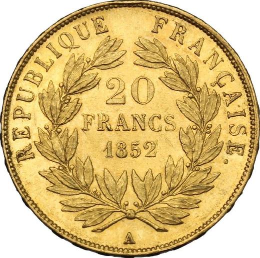 Reverse 20 Francs 1852 A - Gold Coin Value - France, Napoleon III