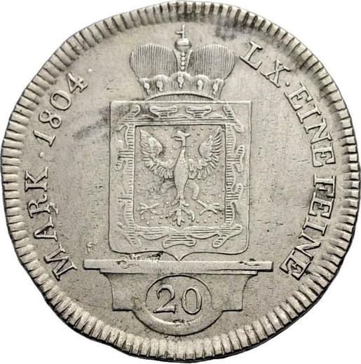 Rewers monety - 20 krajcarow 1804 W - cena srebrnej monety - Fürstenberg, Karl Joachim