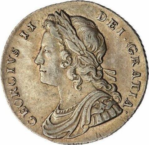 Obverse Shilling 1731 "Young Head" Plumes in angles - Silver Coin Value - United Kingdom, George II