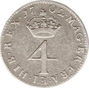 Reverse Fourpence (Groat) 1702 - Silver Coin Value - United Kingdom, William III