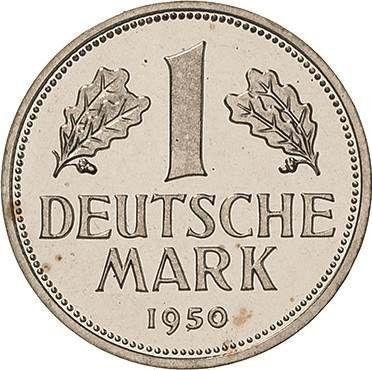 Obverse 1 Mark 1950 F -  Coin Value - Germany, FRG