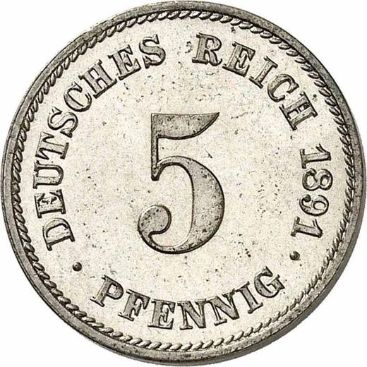 Obverse 5 Pfennig 1891 E "Type 1890-1915" - Coin Value - Germany, German Empire