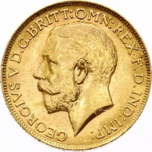 Аверс монеты - Соверен 1913 года P - цена золотой монеты - Австралия, Георг V