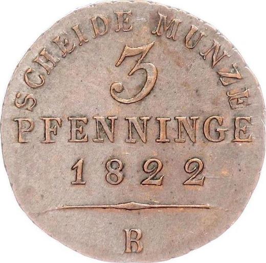 Reverse 3 Pfennig 1822 B -  Coin Value - Prussia, Frederick William III