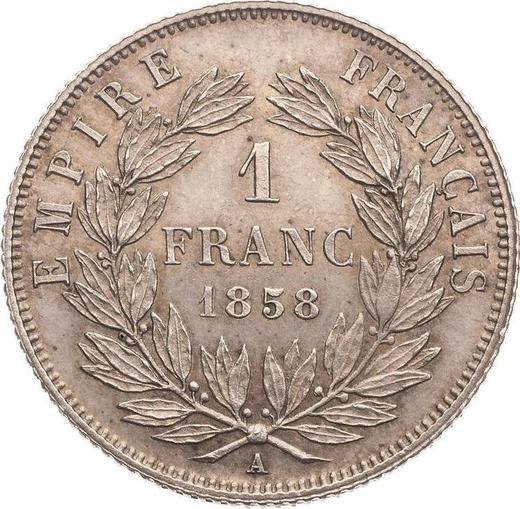 Реверс монеты - 1 франк 1858 года A "Тип 1853-1863" - цена серебряной монеты - Франция, Наполеон III