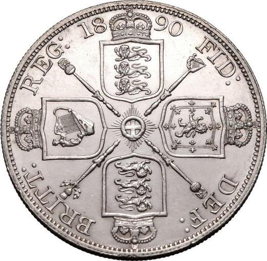 Reverse Double Florin 1890 JEB "Jubilee Head" - Silver Coin Value - United Kingdom, Victoria