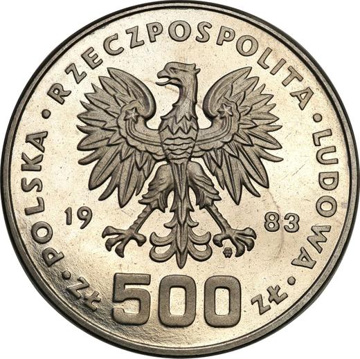 Obverse Pattern 500 Zlotych 1983 MW "XIV Winter Olympic Games - Sarajevo 1984" Nickel - Coin Value - Poland, Peoples Republic
