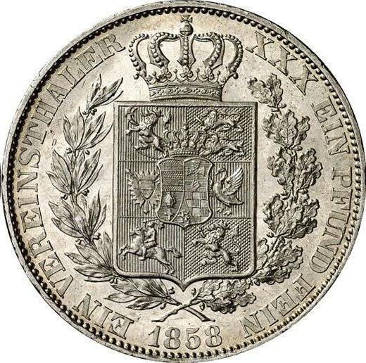 Реверс монеты - Талер 1858 года B - цена серебряной монеты - Ольденбург, Николаус Фридрих Петер