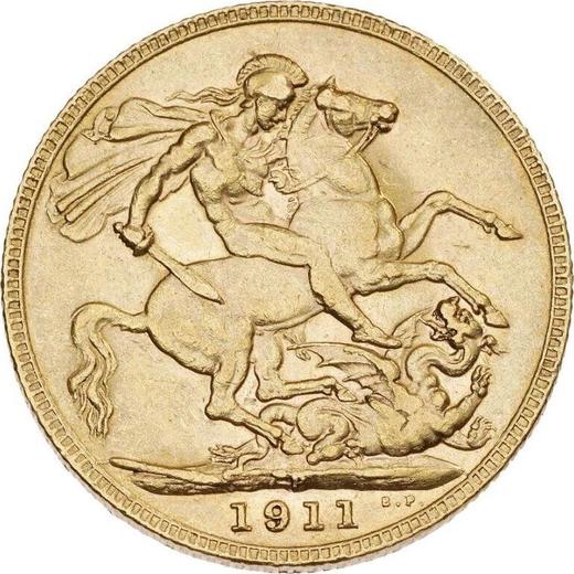 Reverse Sovereign 1911 P - Gold Coin Value - Australia, George V